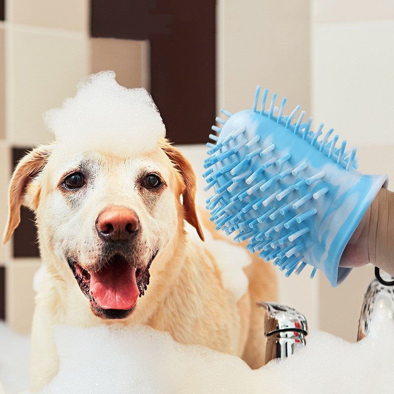 2-in-1 Dog Paw Cleaner & Grooming Brush Cup – Portable Pet Foot Washer