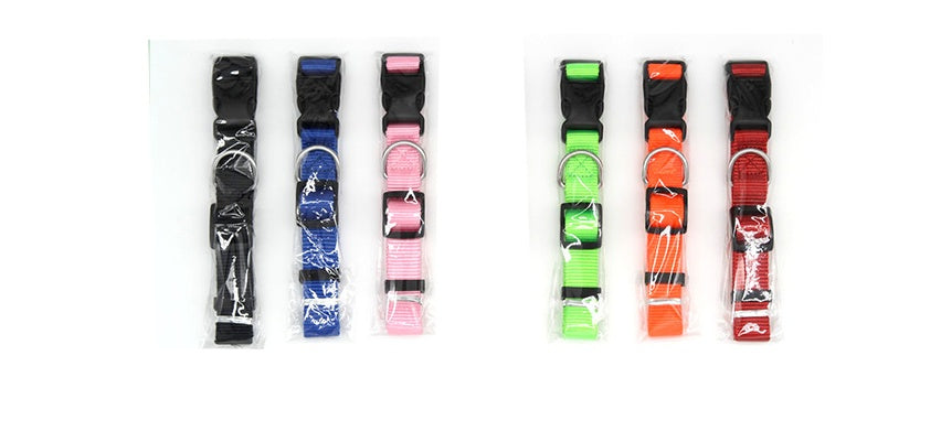 Soft Nylon Pet Collar for Dogs & Cats – Adjustable | Sizes XS–L | 5 Colors