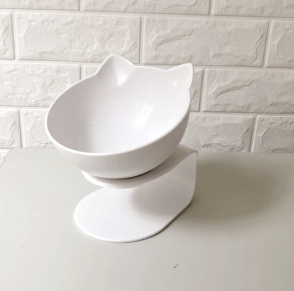 Tilted Cat Double Bowl – Ergonomic 15° Elevated Food & Water Feeder