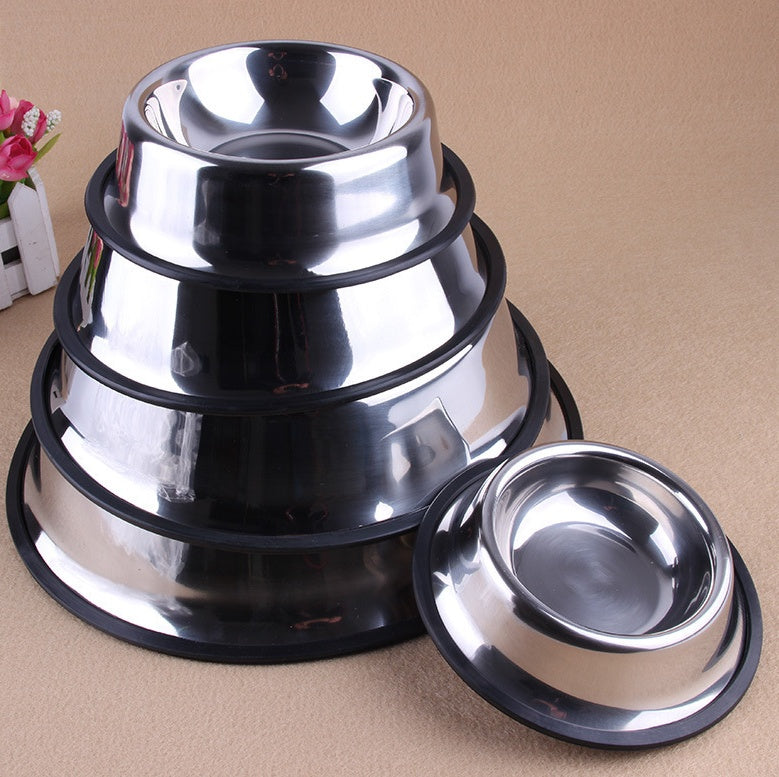 Non-Slip Stainless Steel Pet Bowl for Dogs & Cats – Food & Water | 6 Sizes