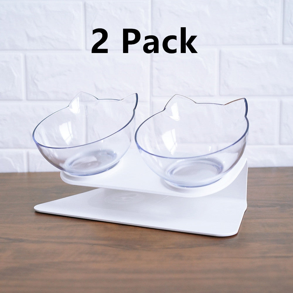 Tilted Cat Double Bowl – Ergonomic 15° Elevated Food & Water Feeder