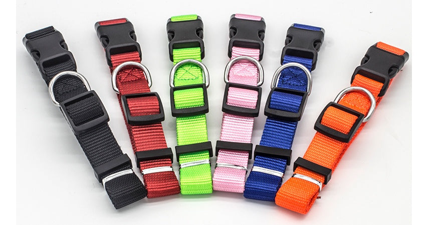 Soft Nylon Pet Collar for Dogs & Cats – Adjustable | Sizes XS–L | 5 Colors