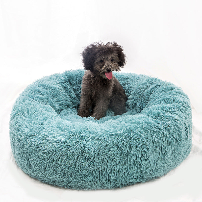 Plush Round Pet Nest Bed – Cozy Self-Warming Dog & Cat Bed