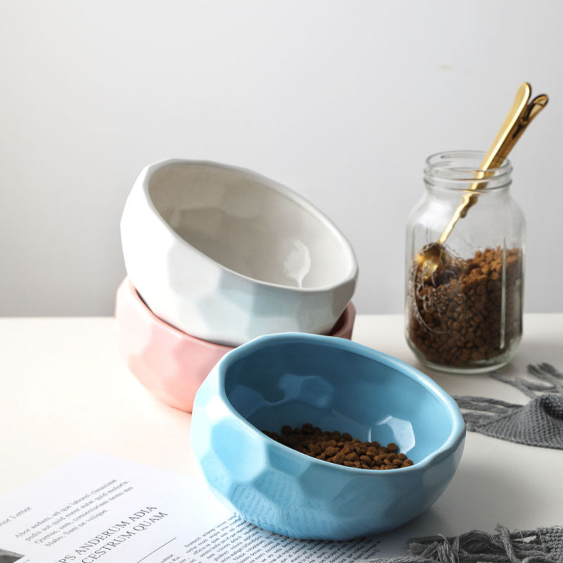 Oblique Mouth Elevated Pet Bowl – Ergonomic Cat & Dog Food Bowl