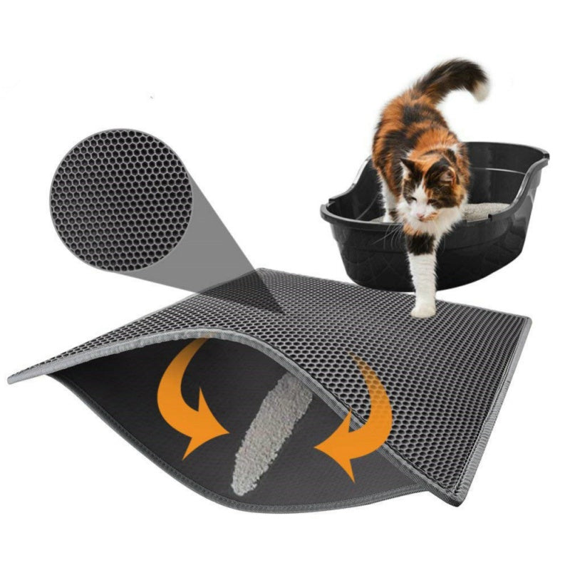 Honeycomb Cat Litter Mat – Waterproof, Double-Layer Litter Trapper