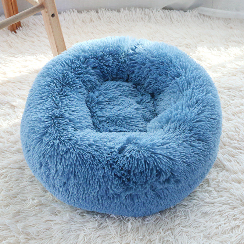 Plush Round Pet Nest Bed – Cozy Self-Warming Dog & Cat Bed