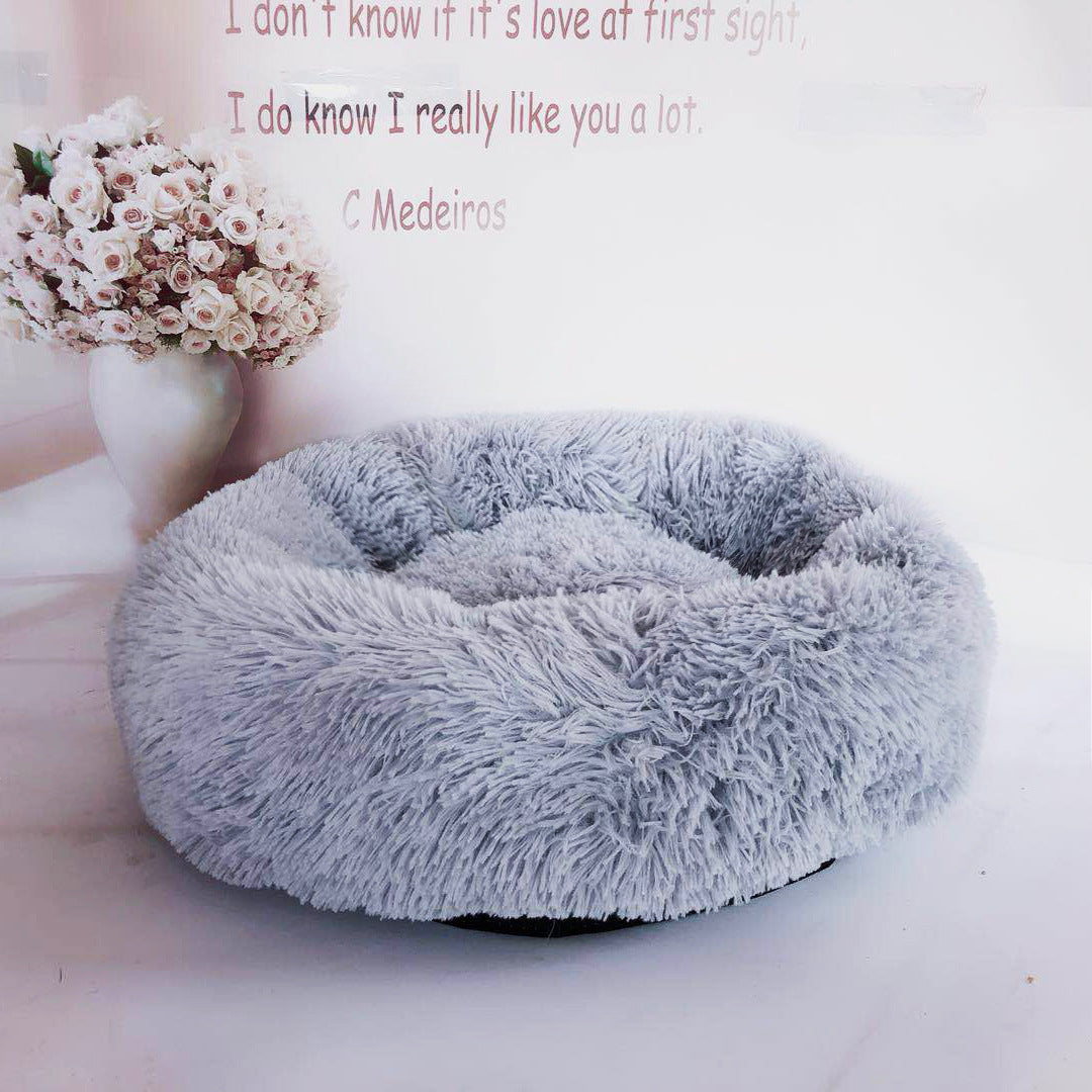 Plush Round Pet Nest Bed – Cozy Self-Warming Dog & Cat Bed