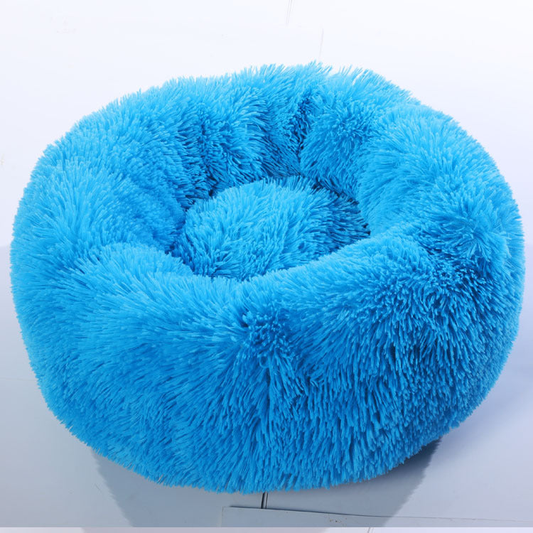 Plush Round Pet Nest Bed – Cozy Self-Warming Dog & Cat Bed