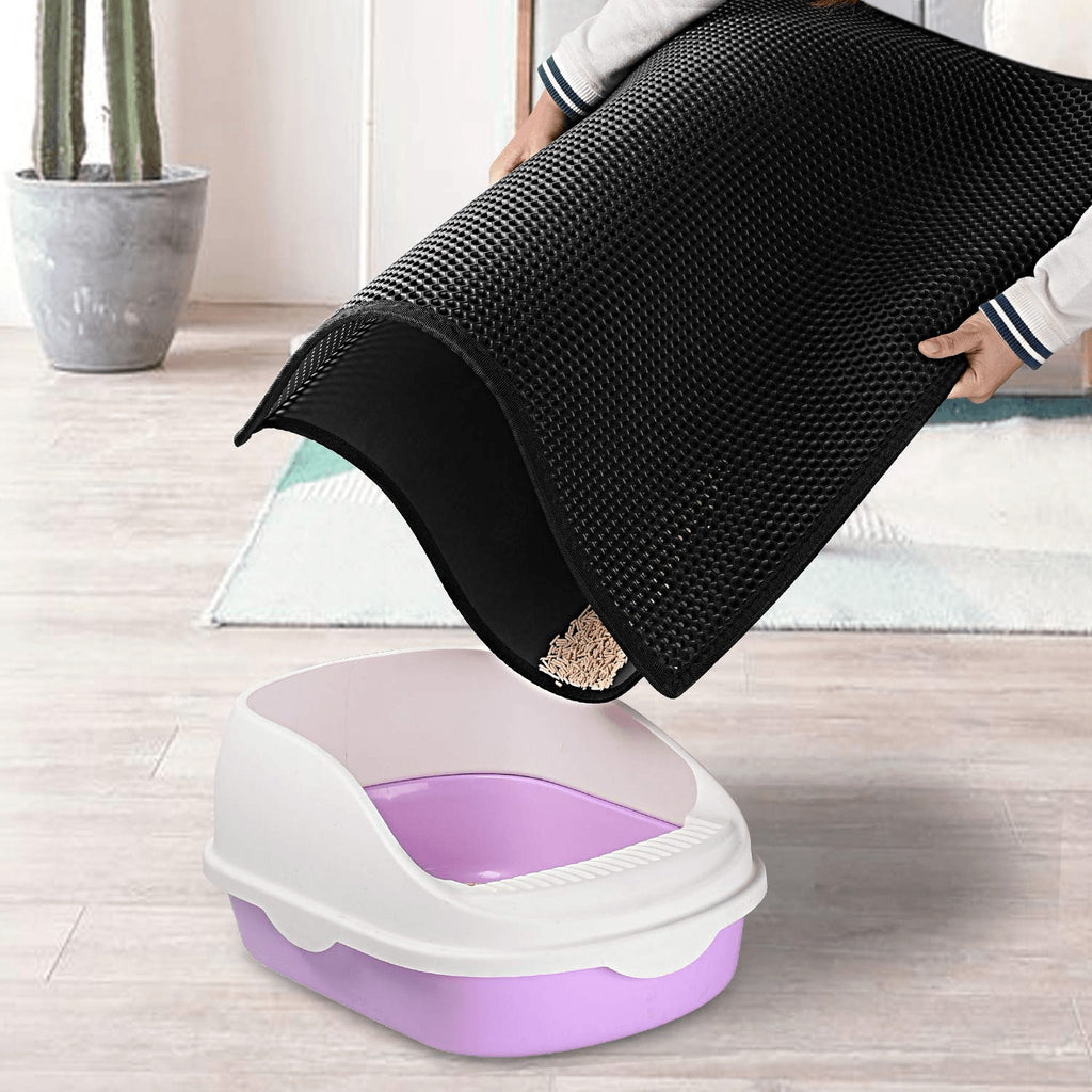 Honeycomb Cat Litter Trapping Mat – Double Layer Waterproof & Non-Slip EVA | 24x15"
