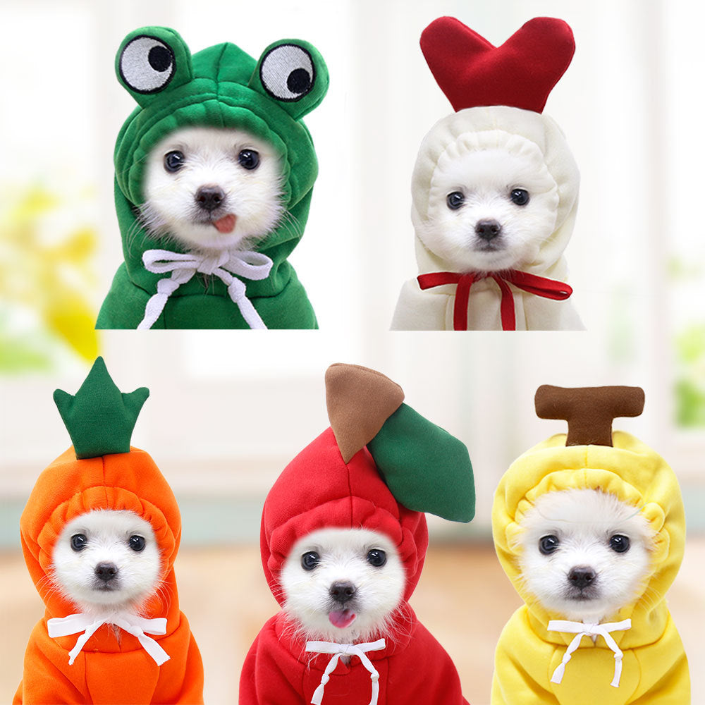 Cute Fruit Dog Hoodie – Warm Fleece Sweater for Small Dogs & Cats