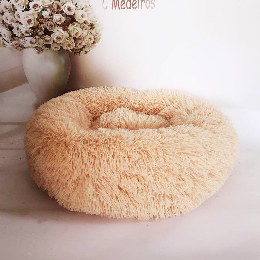 Plush Round Pet Nest Bed – Cozy Self-Warming Dog & Cat Bed