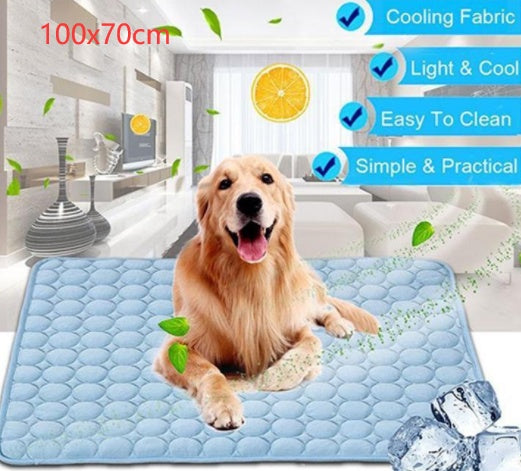 Ice Silk Self-Cooling Pet Mat for Dogs & Cats – Summer Cooling Pad