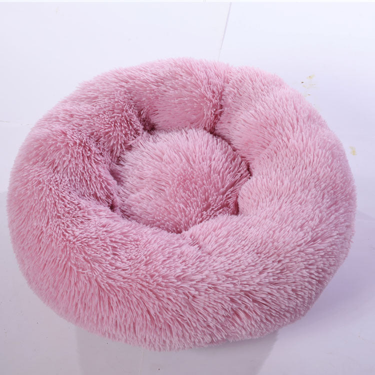 Plush Round Pet Nest Bed – Cozy Self-Warming Dog & Cat Bed