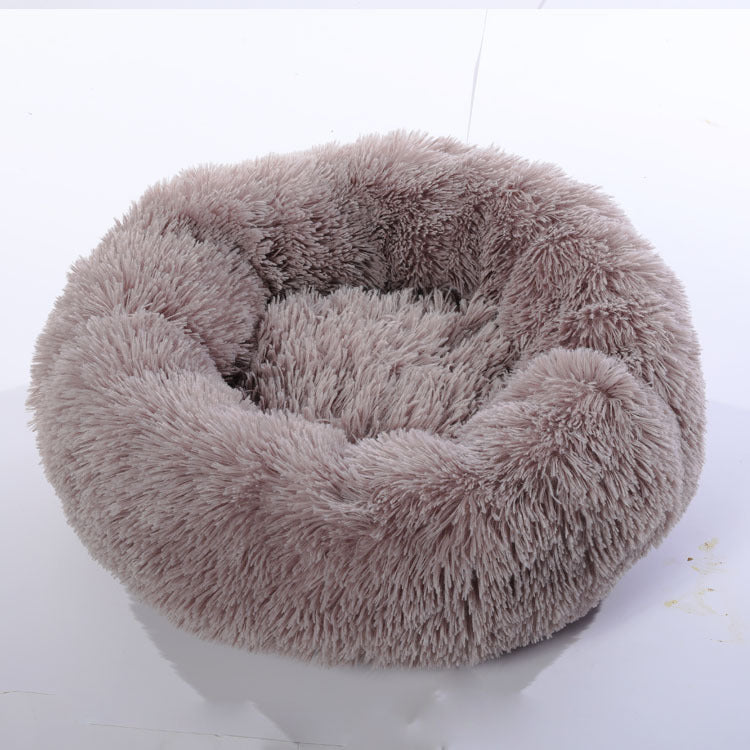 Plush Round Pet Nest Bed – Cozy Self-Warming Dog & Cat Bed