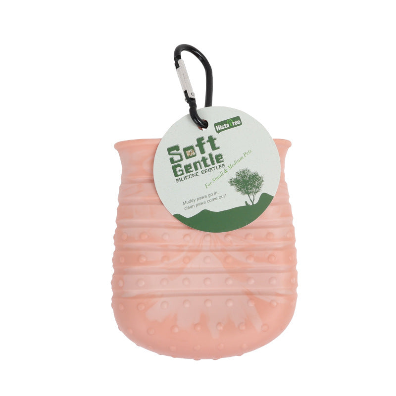 2-in-1 Dog Paw Cleaner & Grooming Brush Cup – Portable Pet Foot Washer