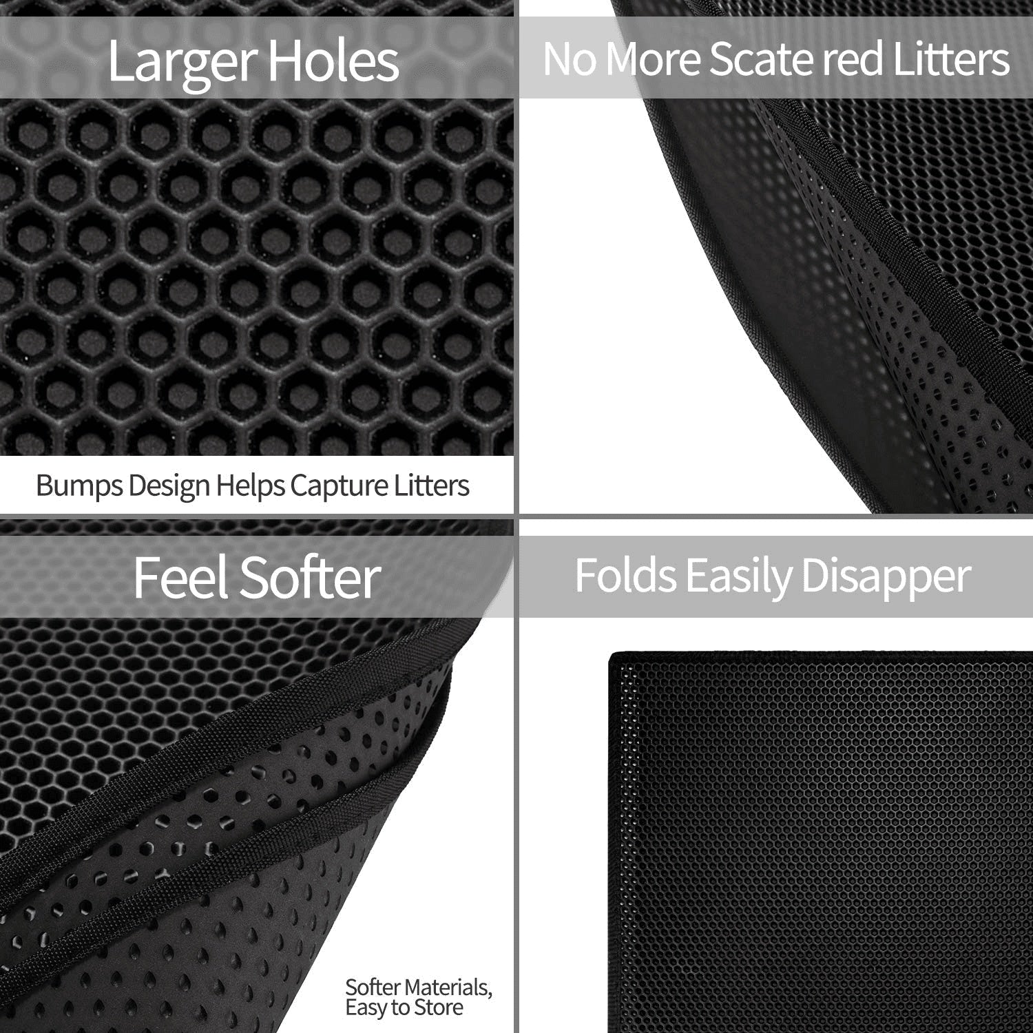 Honeycomb Cat Litter Trapping Mat – Double Layer Waterproof & Non-Slip EVA | 24x15"