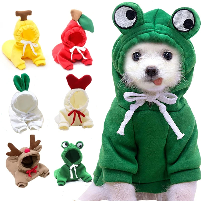 Cute Fruit Dog Hoodie – Warm Fleece Sweater for Small Dogs & Cats