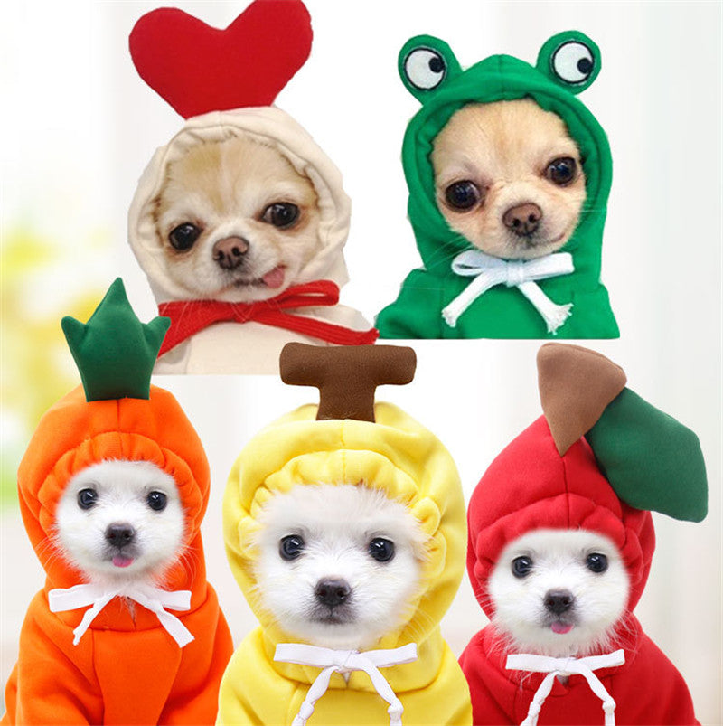 Cute Fruit Dog Hoodie – Warm Fleece Sweater for Small Dogs & Cats