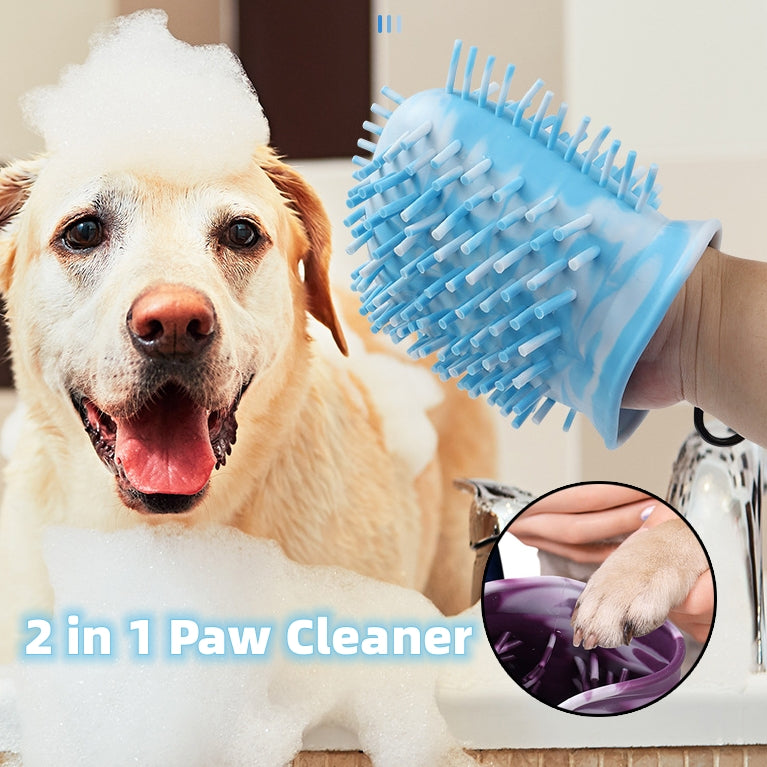2-in-1 Dog Paw Cleaner & Grooming Brush Cup – Portable Pet Foot Washer