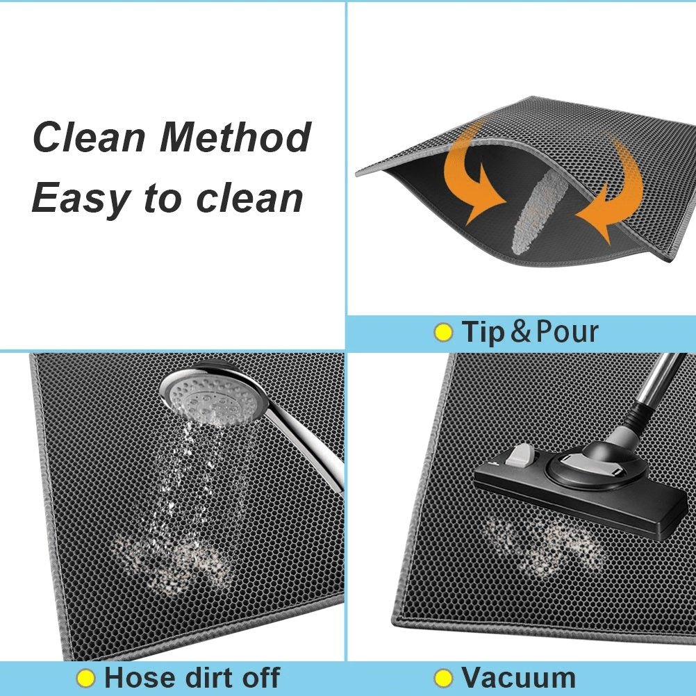 Honeycomb Cat Litter Trapping Mat – Double Layer Waterproof & Non-Slip EVA | 24x15"