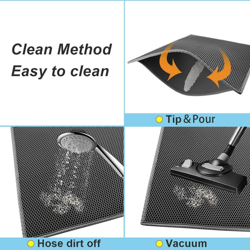 Honeycomb Cat Litter Trapping Mat – Double Layer Waterproof & Non-Slip EVA | 24x15"