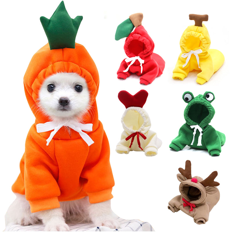 Cute Fruit Dog Hoodie – Warm Fleece Sweater for Small Dogs & Cats